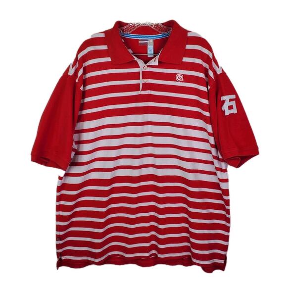 Vtg Rocawear Polo Shirt Mens Sz 3XL Red White Stripe Y2K Hip Hop Streetwear - Picture 1 of 7